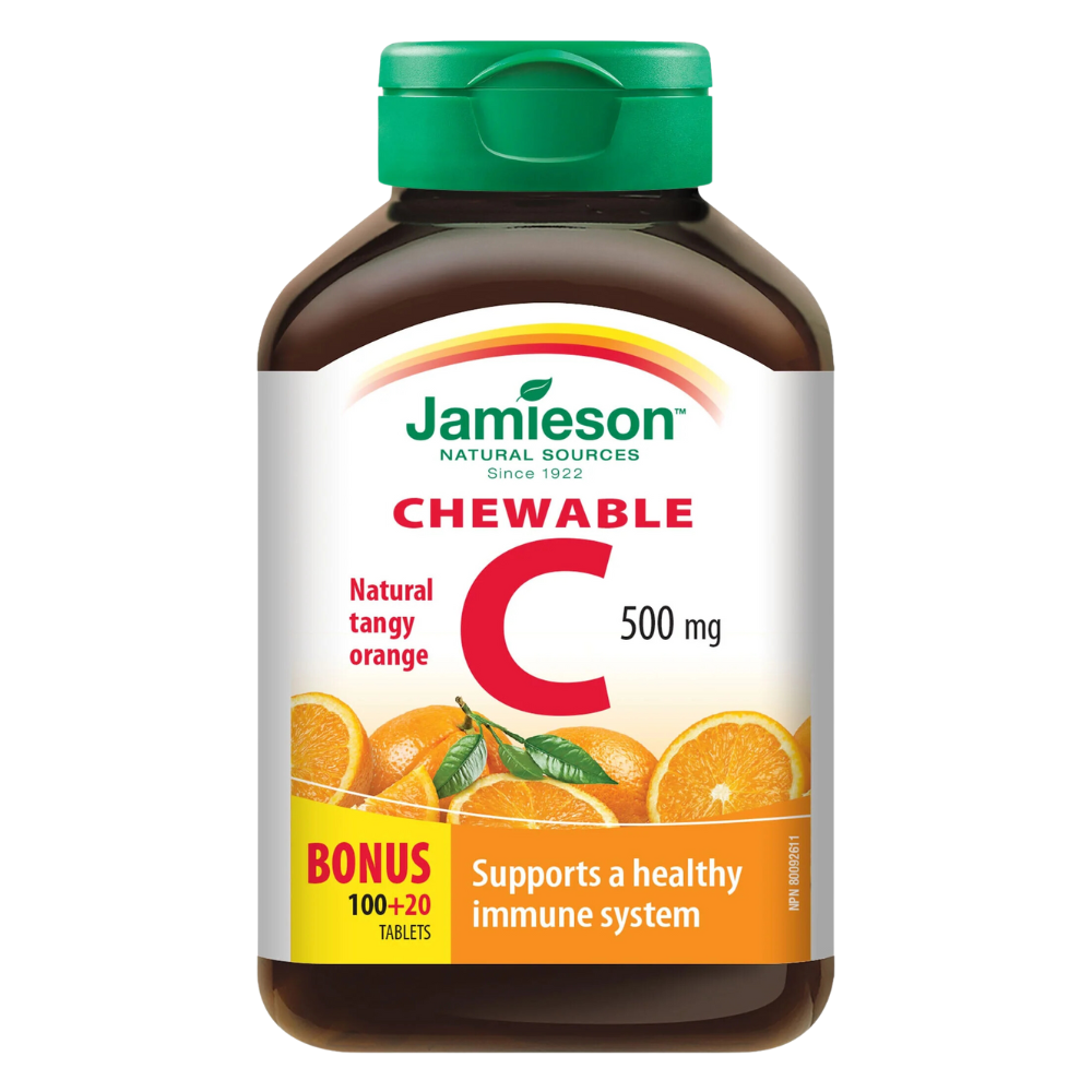 Vitamin C 500 mg Tangy Orange 120 Chewable Tabs