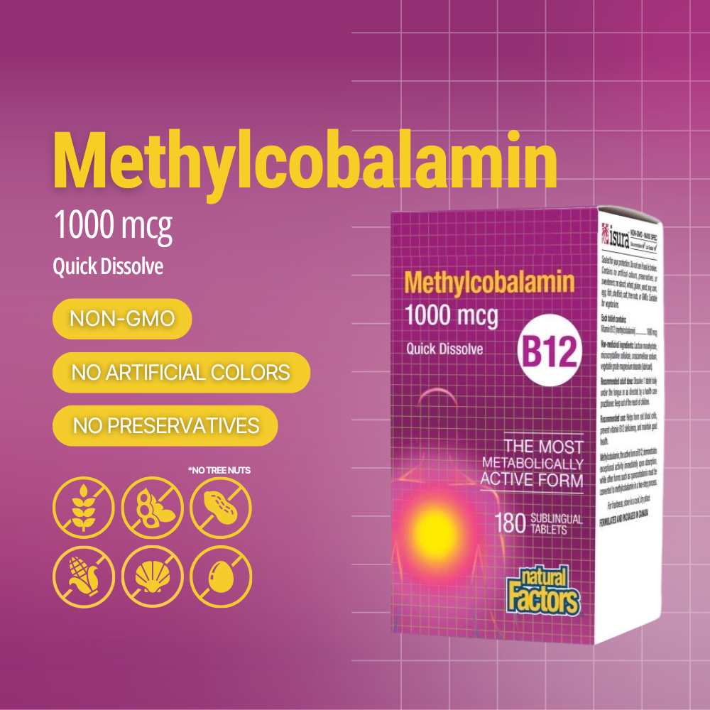 B12 Methylcobalamin 1000 mcg, 180 Sublingual Tablets