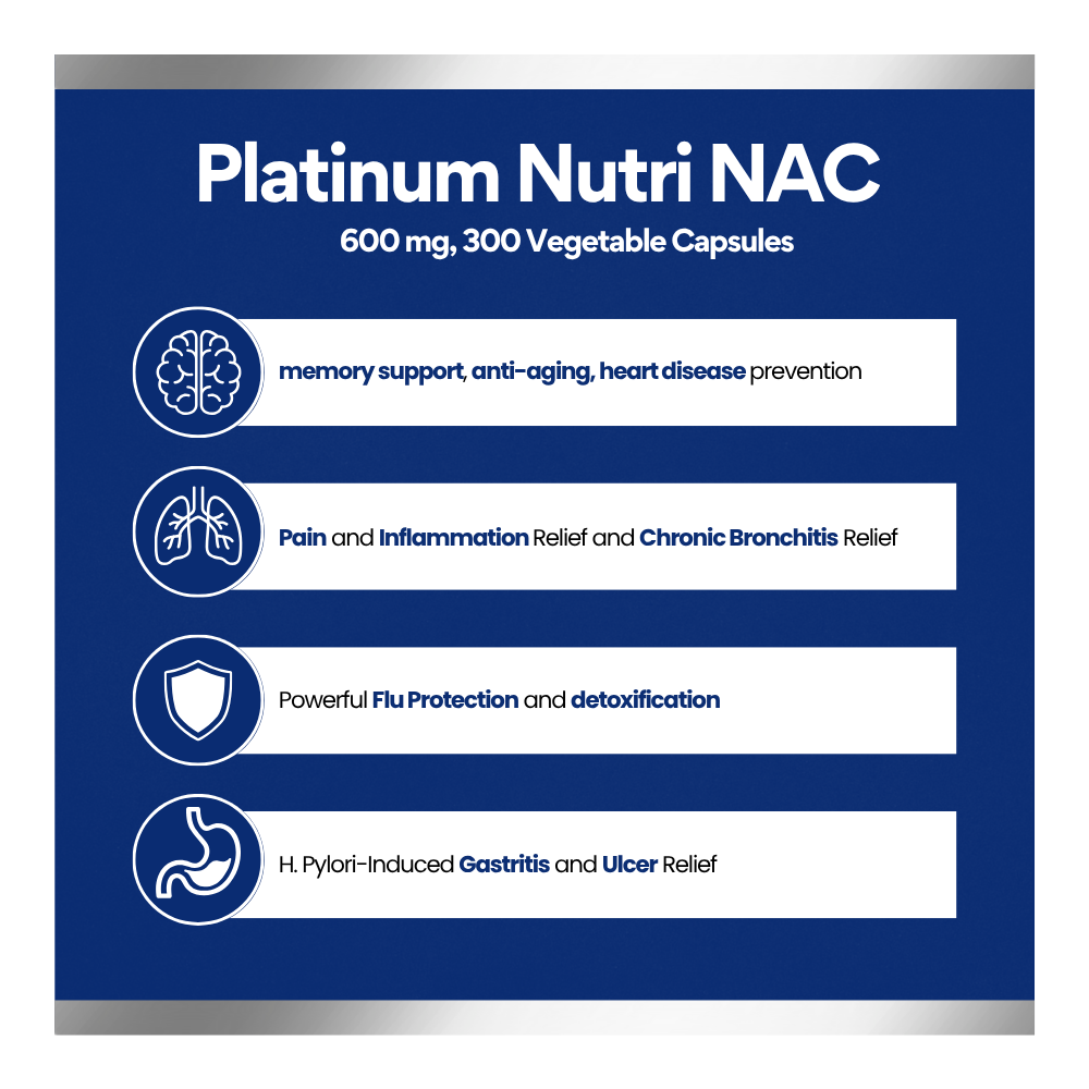 Platinum Nutri NAC 600mg, 300 Vegetable Capsules