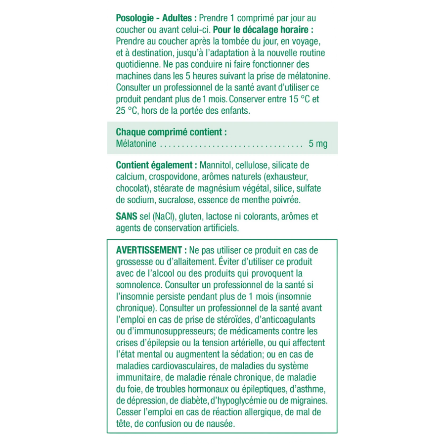 Melatonin 5 mg Sublingual Choc Mint 100 Tablets