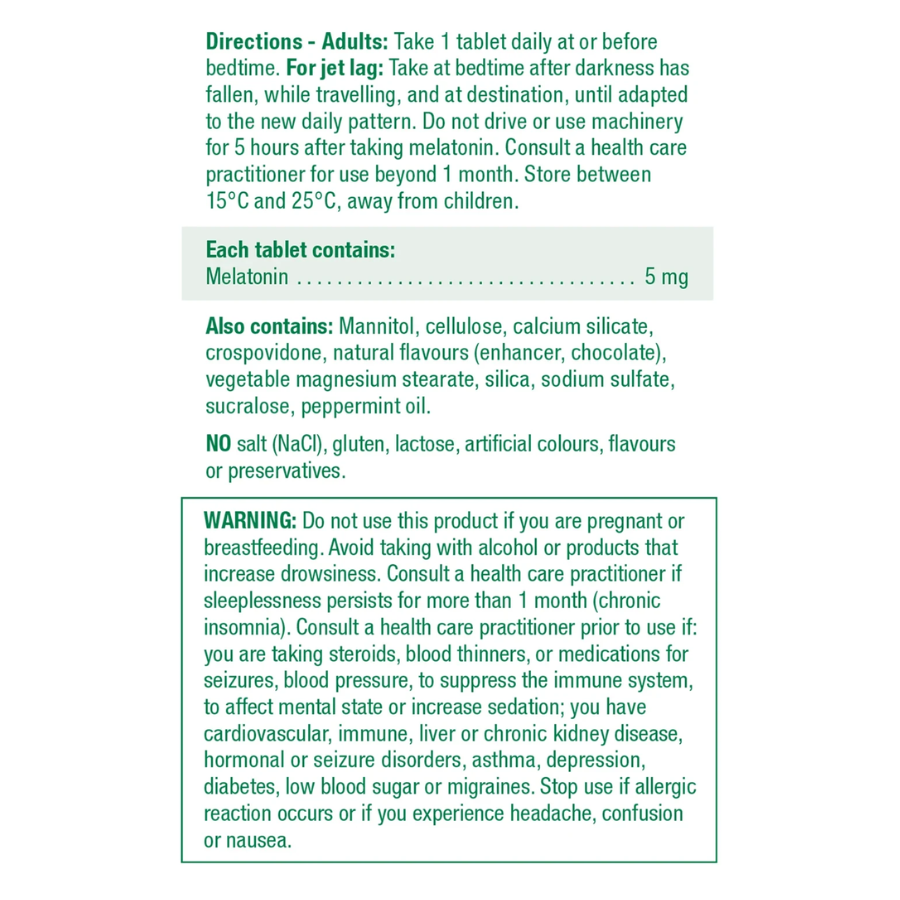 Melatonin 5 mg Sublingual Choc Mint 100 Tablets