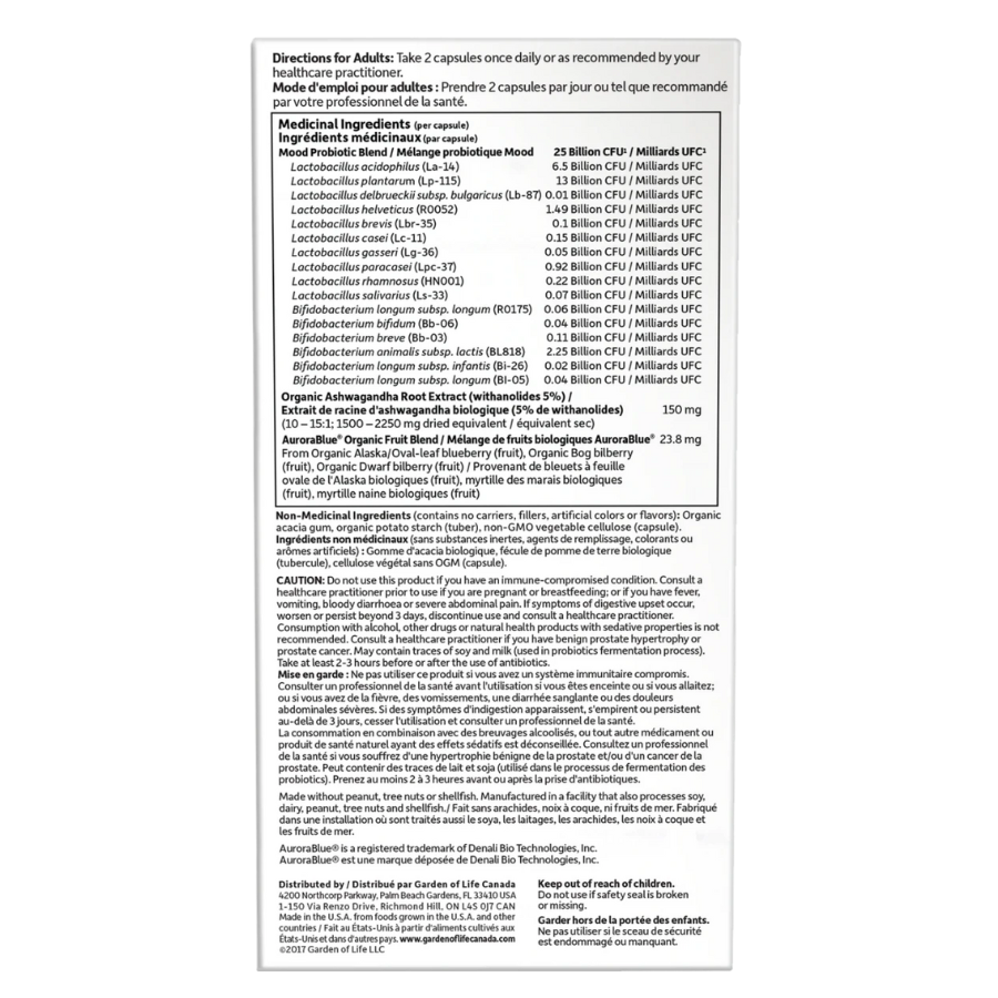 Dr. Formulated Probiotics Mood+ 50 Billion Shelf Stable 60 Vegi Capsules