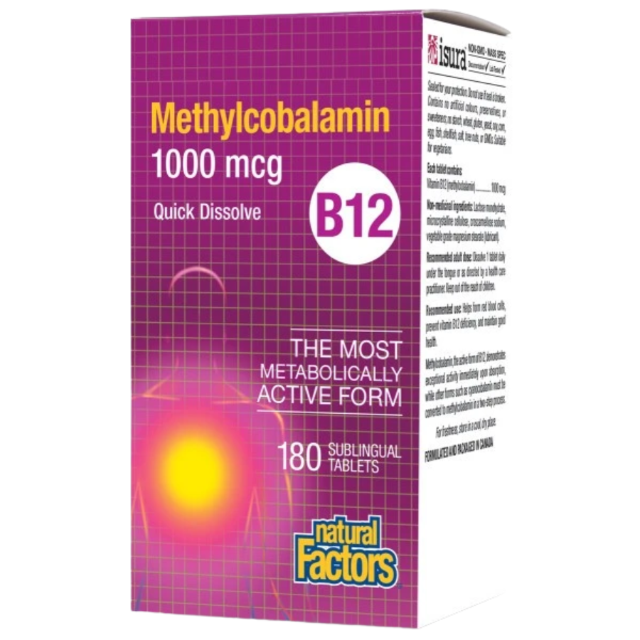 B12 Methylcobalamin 1000 mcg, 180 Sublingual Tablets