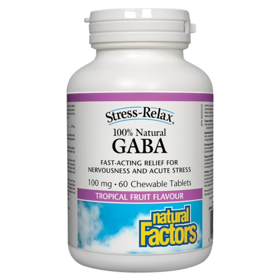 Stress-Relax 100% Natural GABA, Tropical Fruit Flavour, 60 Chewable Tablets