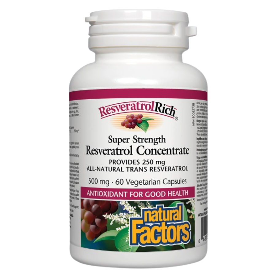 ResveratrolRich Super Strength Resveratrol Concentrate 500 mg, 60 Vegetarian Capsules