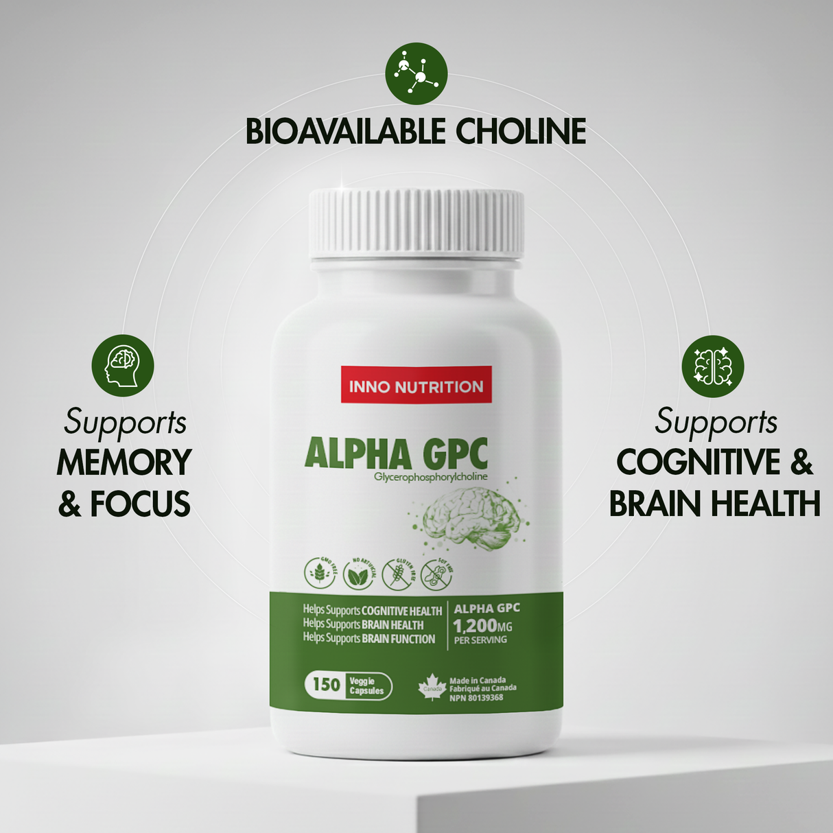 Alpha GPC 600mg 150 Vegan Capsules