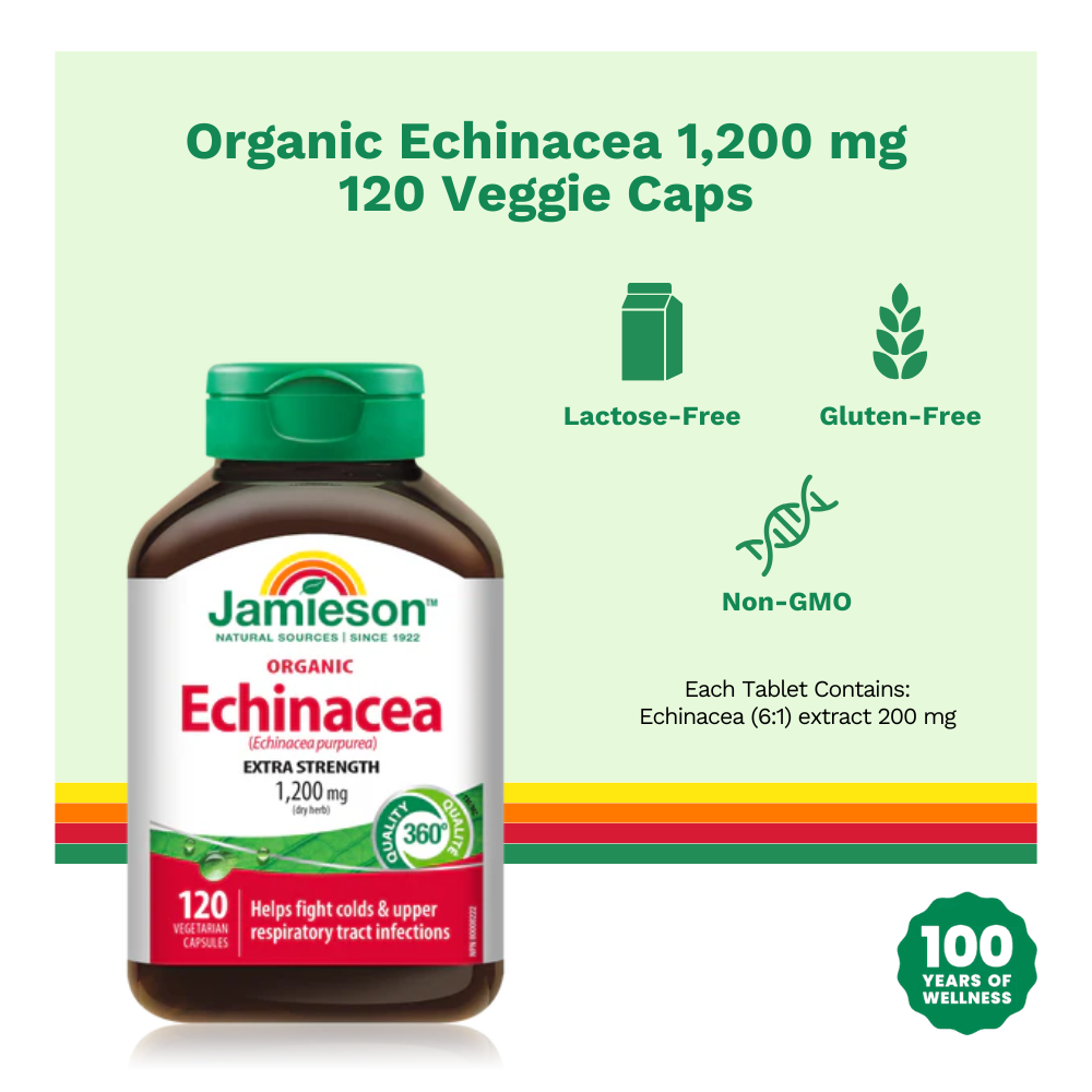 Organic Echinacea (Echinacea purpurea) 1,200 mg 120 Caps