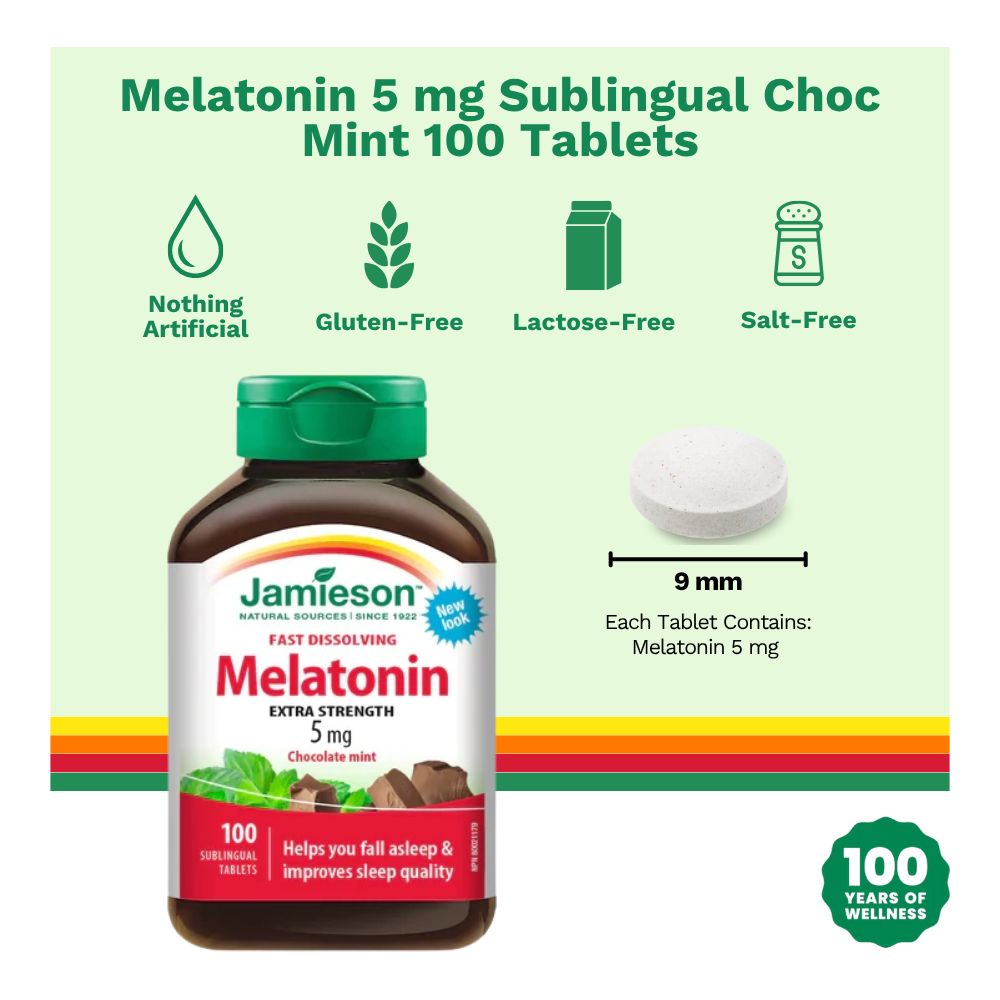 Melatonin 5 mg Sublingual Choc Mint 100 Tablets
