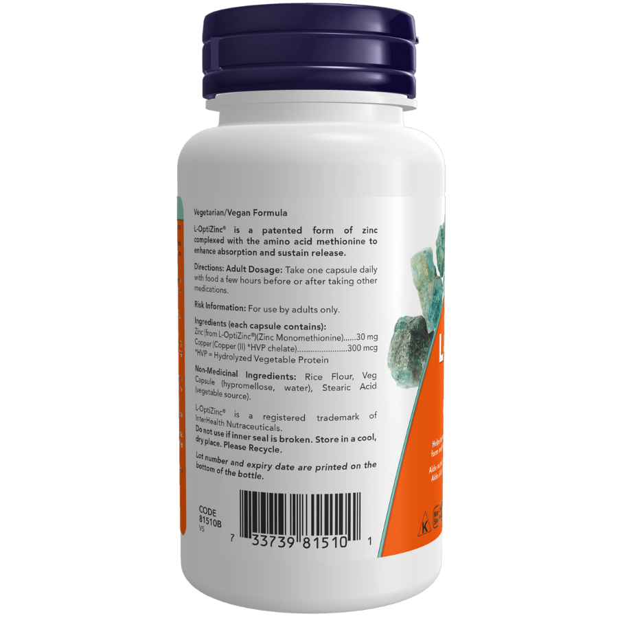 L-OptiZinc® Monomethionine 30 mg, 100 Veggie Caps