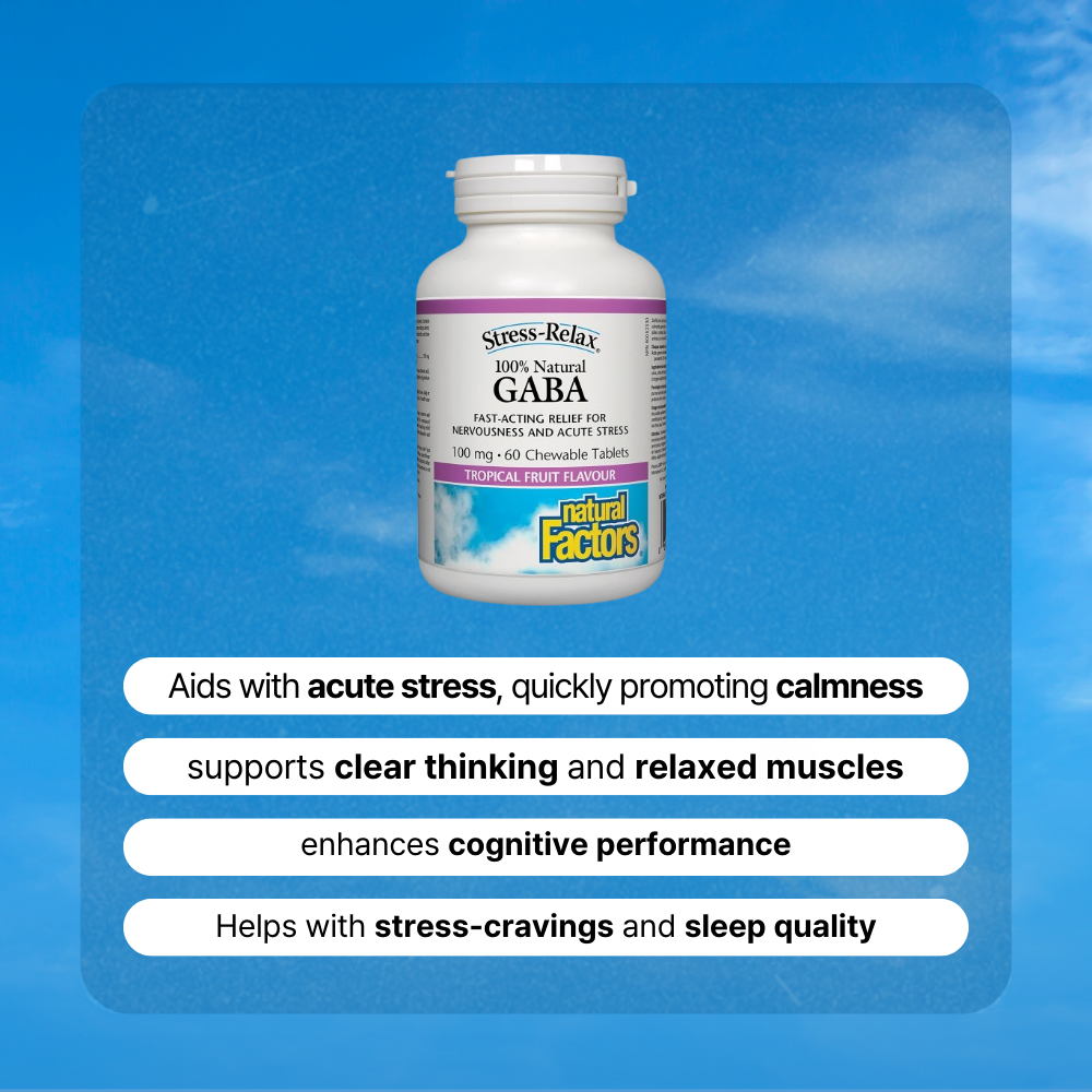 Stress-Relax 100% Natural GABA, Tropical Fruit Flavour, 60 Chewable Tablets