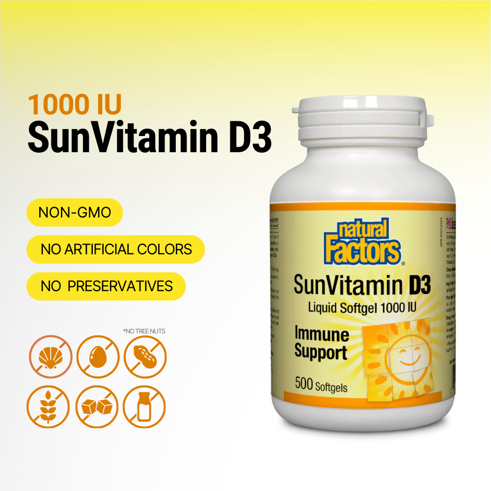 SunVitamin D3 Softgels 1000 IU 500 Softgels