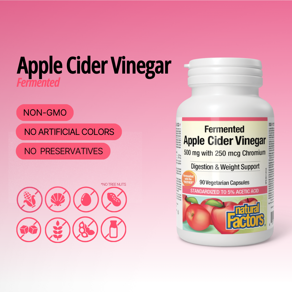 Fermented Apple Cider Vinegar with Chromium 500 mg/250 mcg 90 Vegetarian Capsules
