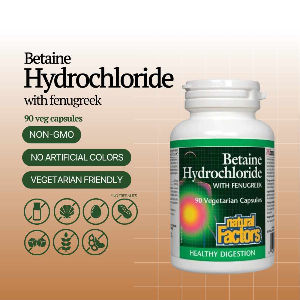 Betaine Hydrochloride with Fenugreek, 90 Vegetarian Capsules