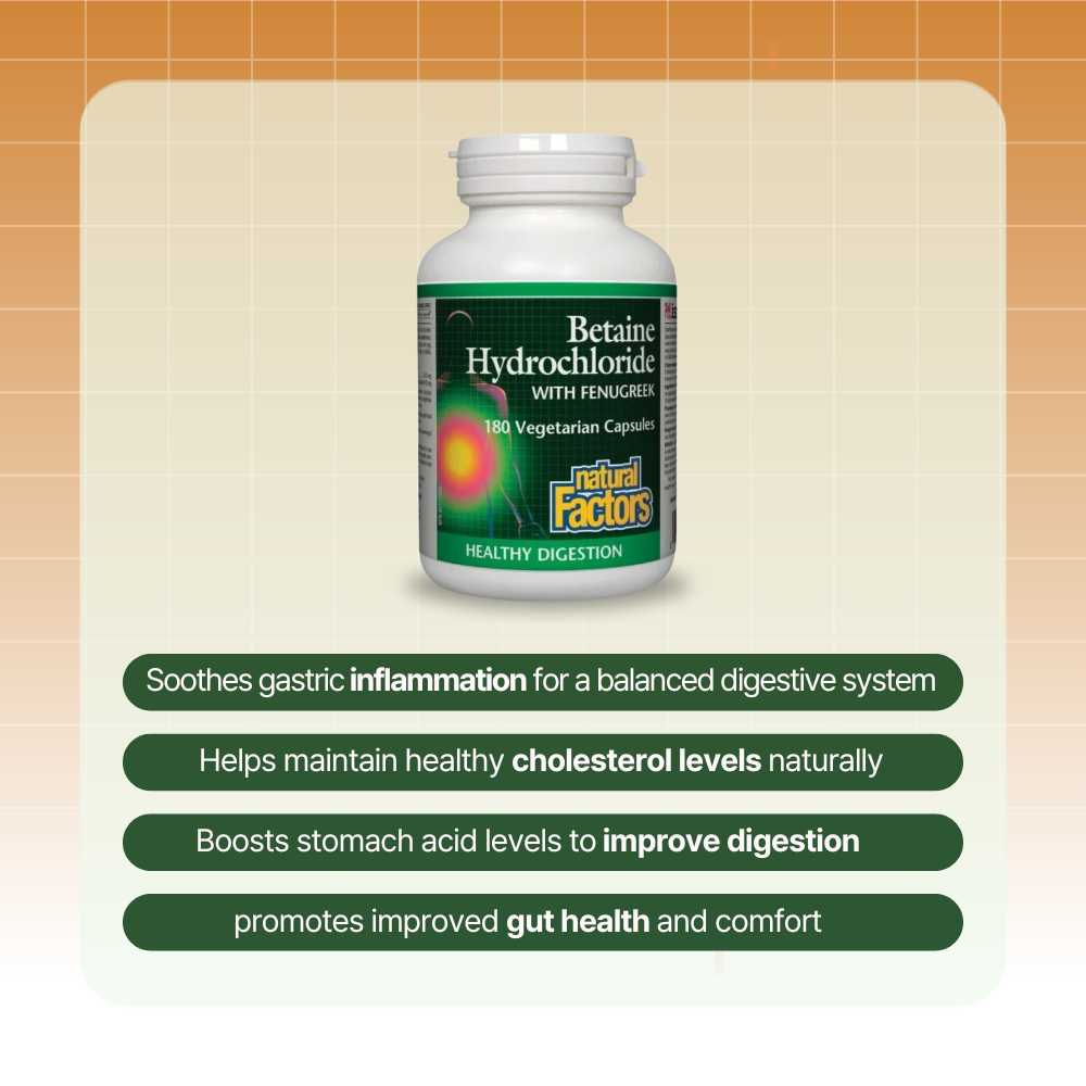Betaine Hydrochloride with Fenugreek, 180 Vegetarian Capsules