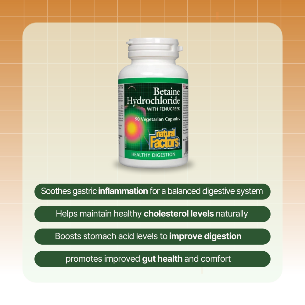 Betaine Hydrochloride with Fenugreek, 90 Vegetarian Capsules