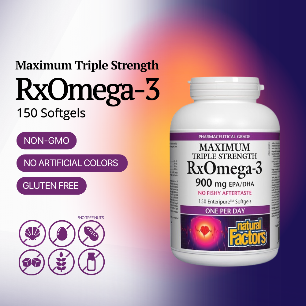 RxOmega-3 Maximum Triple Strength 900 mg, 150 Enteripure Softgels