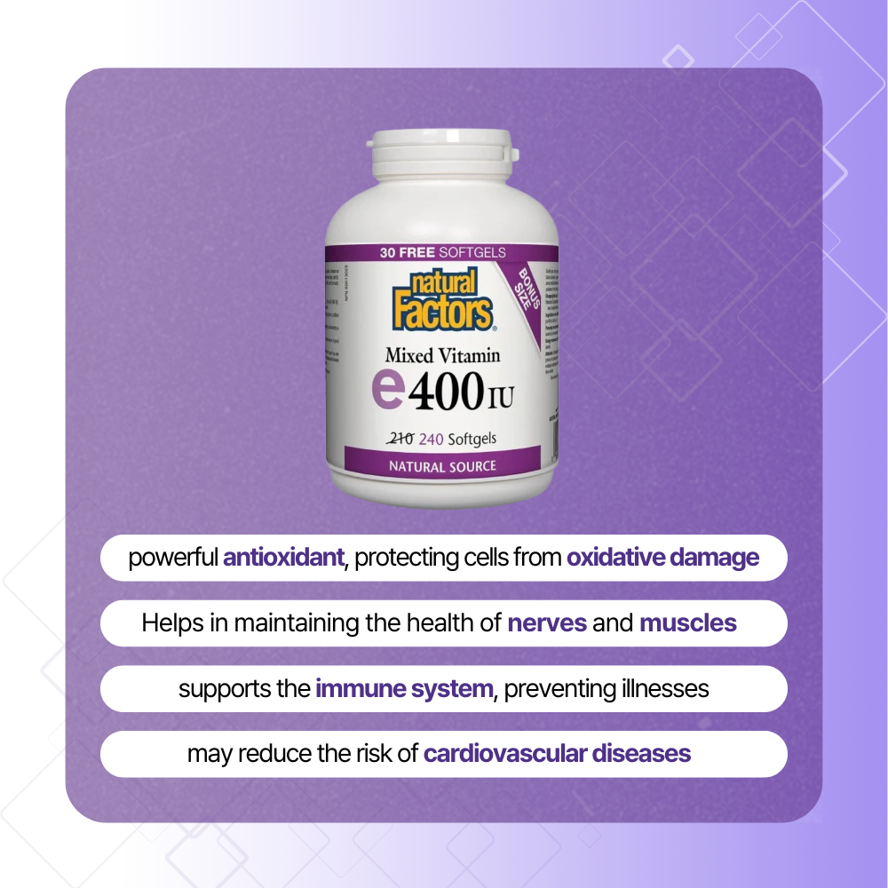 Mixed Vitamin E 400 IU Natural source, 240 Softgels