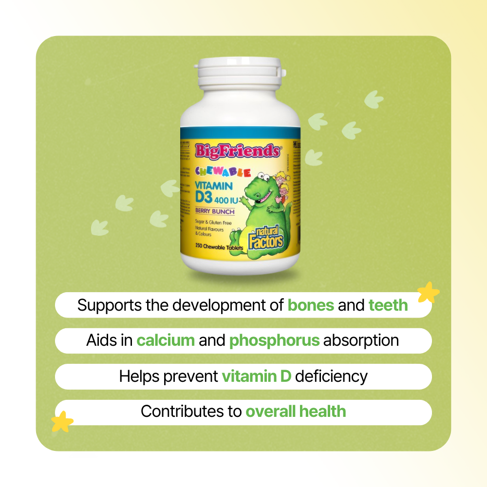 Big Friends Chewable Vitamin D3 400 IU, Berry Bunch, 250 Chewable Tablets
