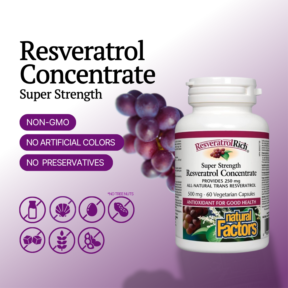ResveratrolRich Super Strength Resveratrol Concentrate 500 mg, 60 Vegetarian Capsules