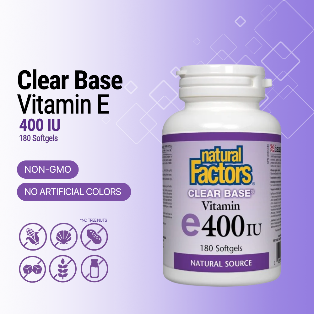 Clear Base Vitamin E 400 IU Natural Source, 180 Softgels