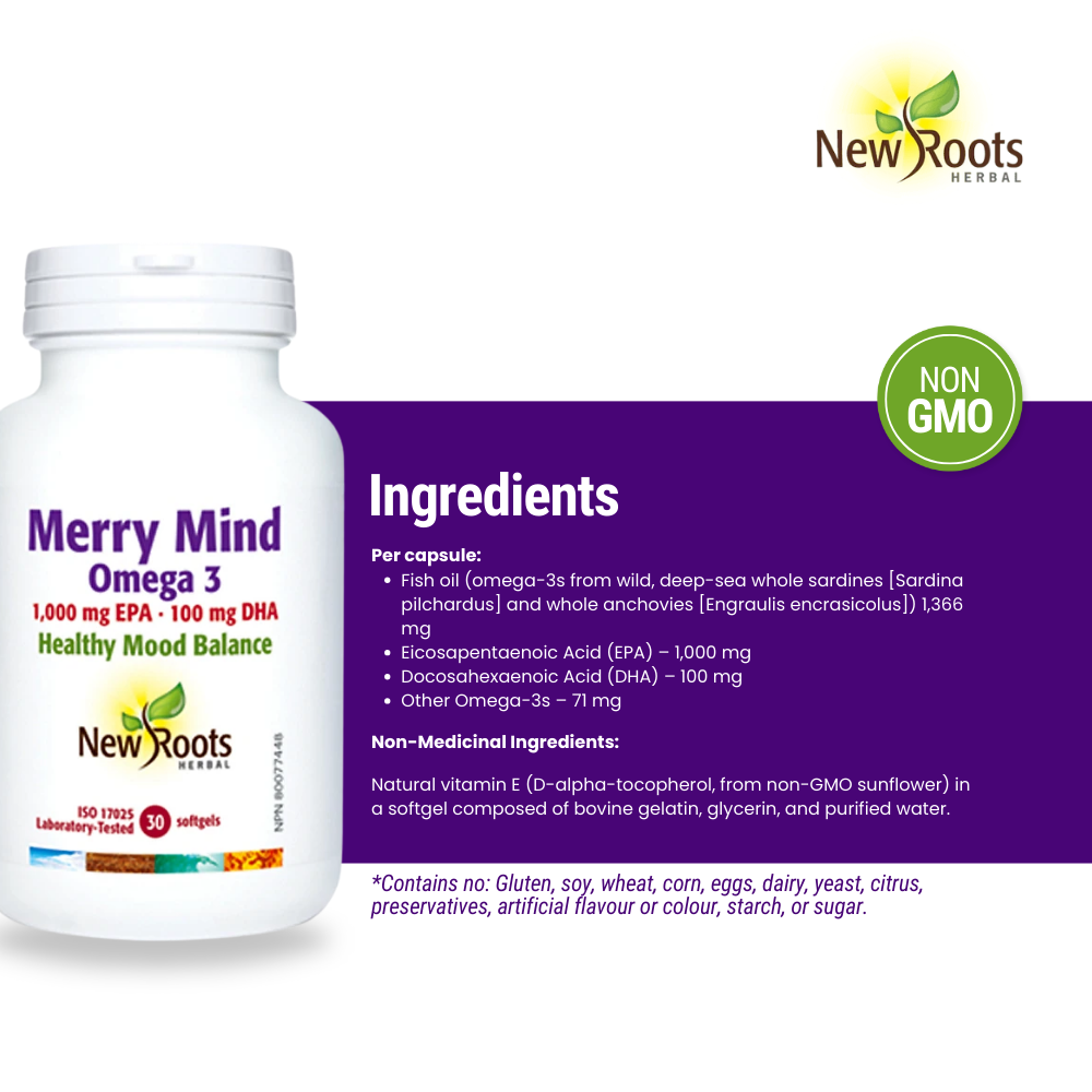 Merry Mind Omega 3 1,000 mg EPA 100 mg DHA 30 Softgels