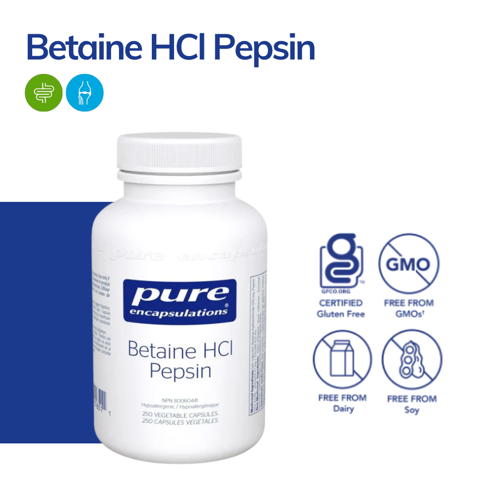 Betaine HCl Pepsin 250 Capsules