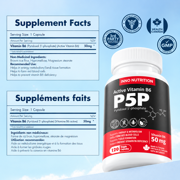 P5P Vitamin B6 50mg 120 Veggie Capsules