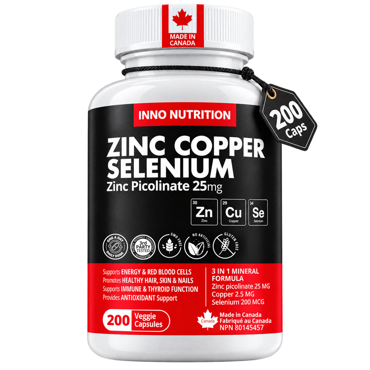 Zinc Picolinate 25mg with Copper & Selenium 200 Caps