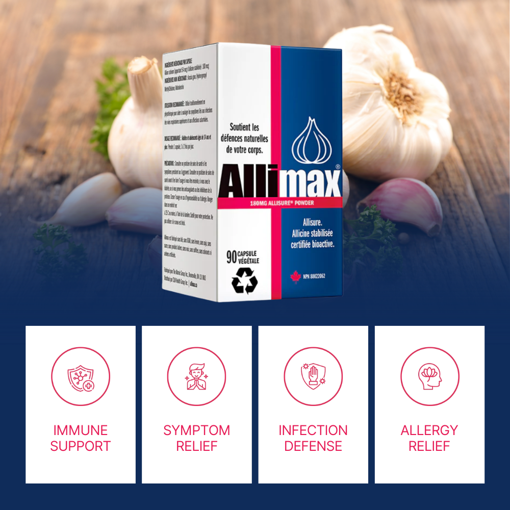 Allimax 180 mg 100% Stabilized Allicin 90 Veggie Caps