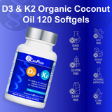 D3 & K2 Organic Coconut Oil 120 Softgels