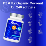 D3 & K2 Organic Coconut Oil 120 Softgels