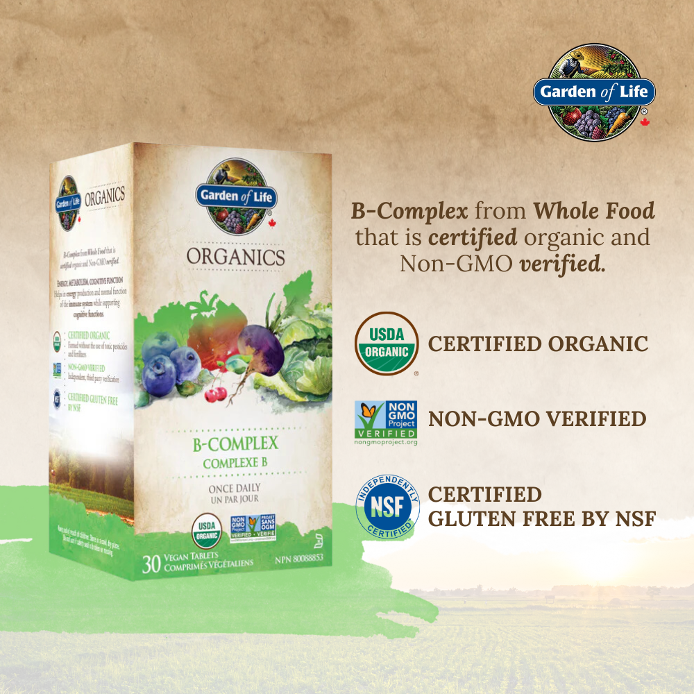 Organics Vitamin B-Complex Once Daily 30 Vegan Tablets