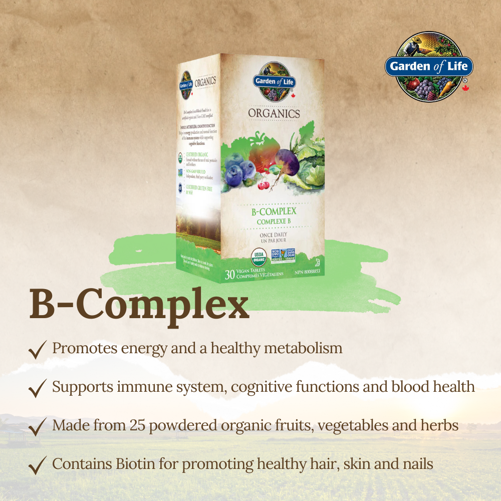 Organics Vitamin B-Complex Once Daily 30 Vegan Tablets