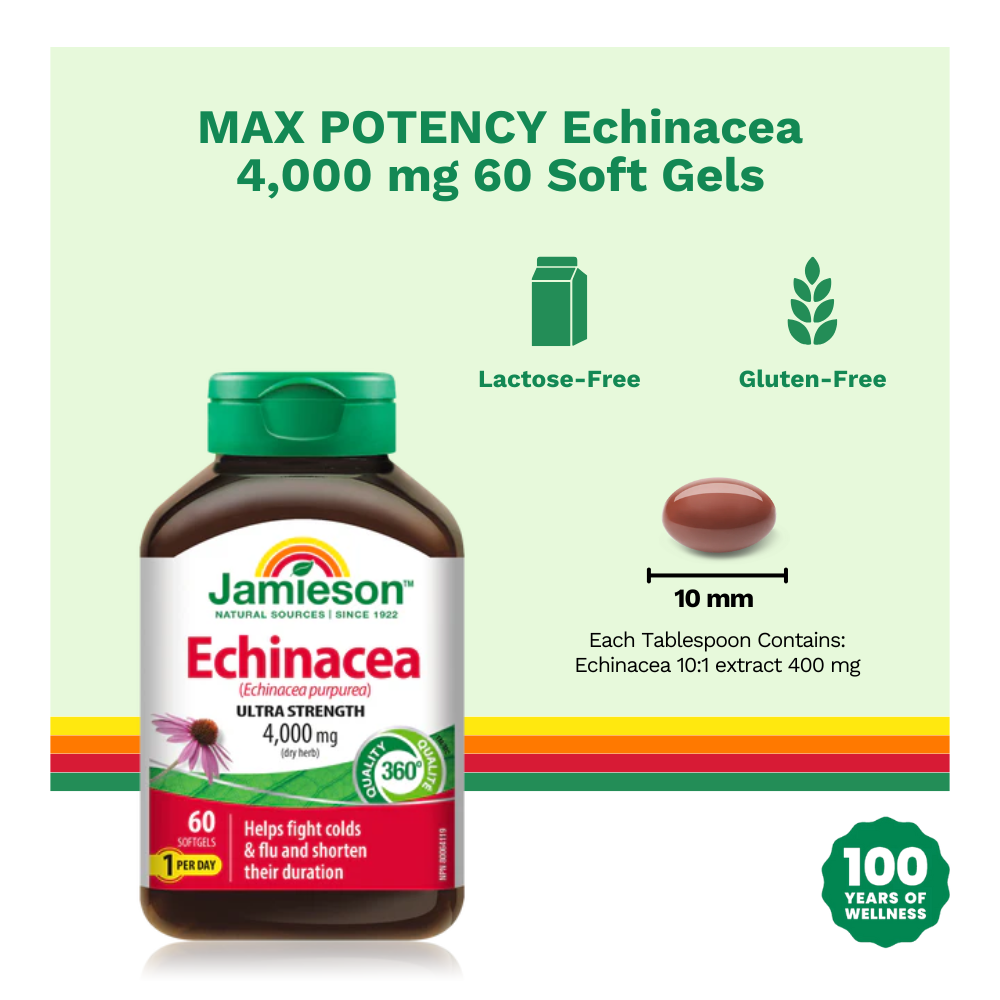 MAX POTENCY Echinacea 4,000 mg 60 Soft Gels