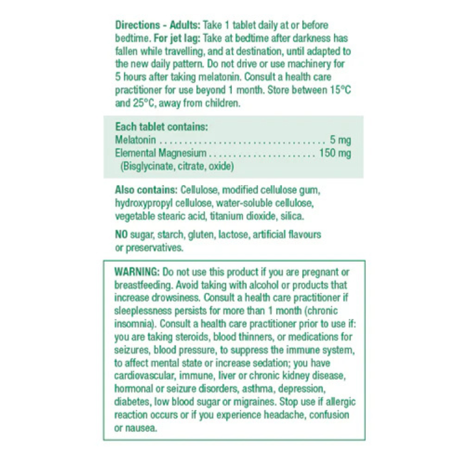 Melatonin 5 mg + Magnesium 60 Tablets
