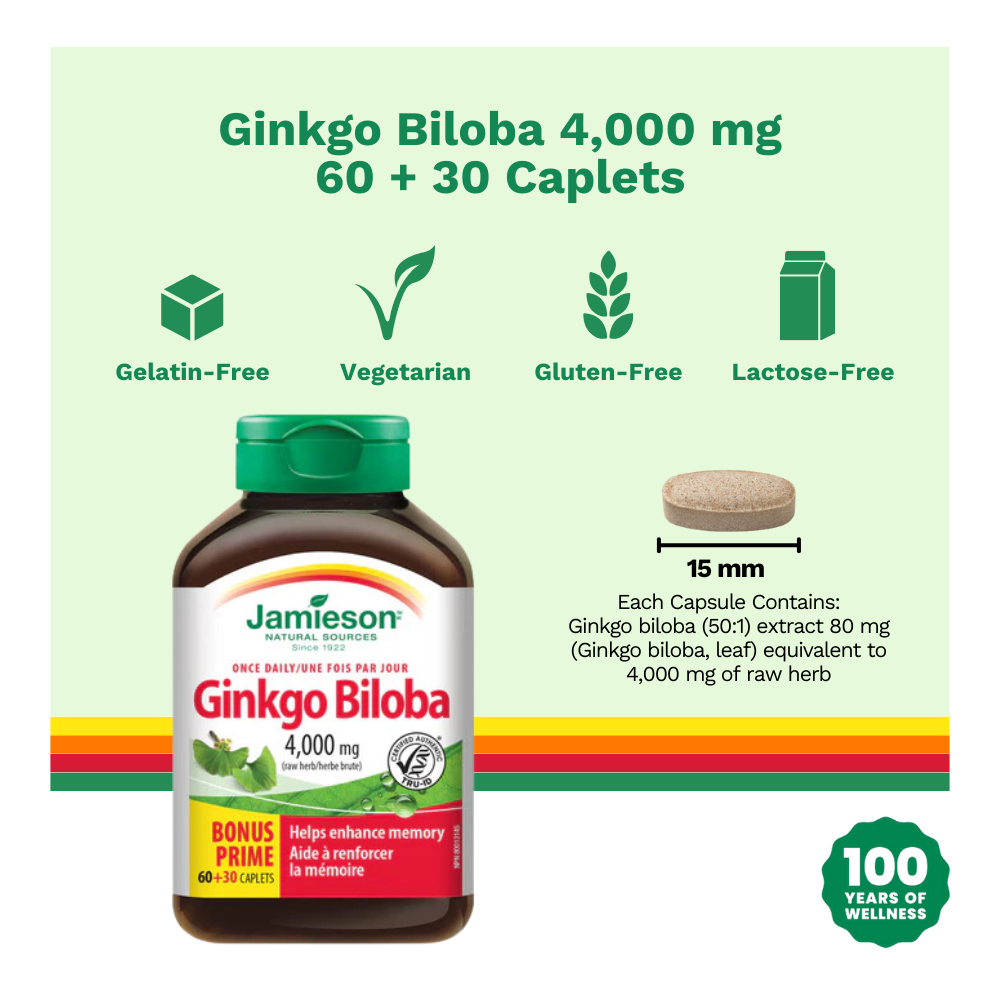 Ginkgo Biloba 4,400 mg 60+30 Caplets