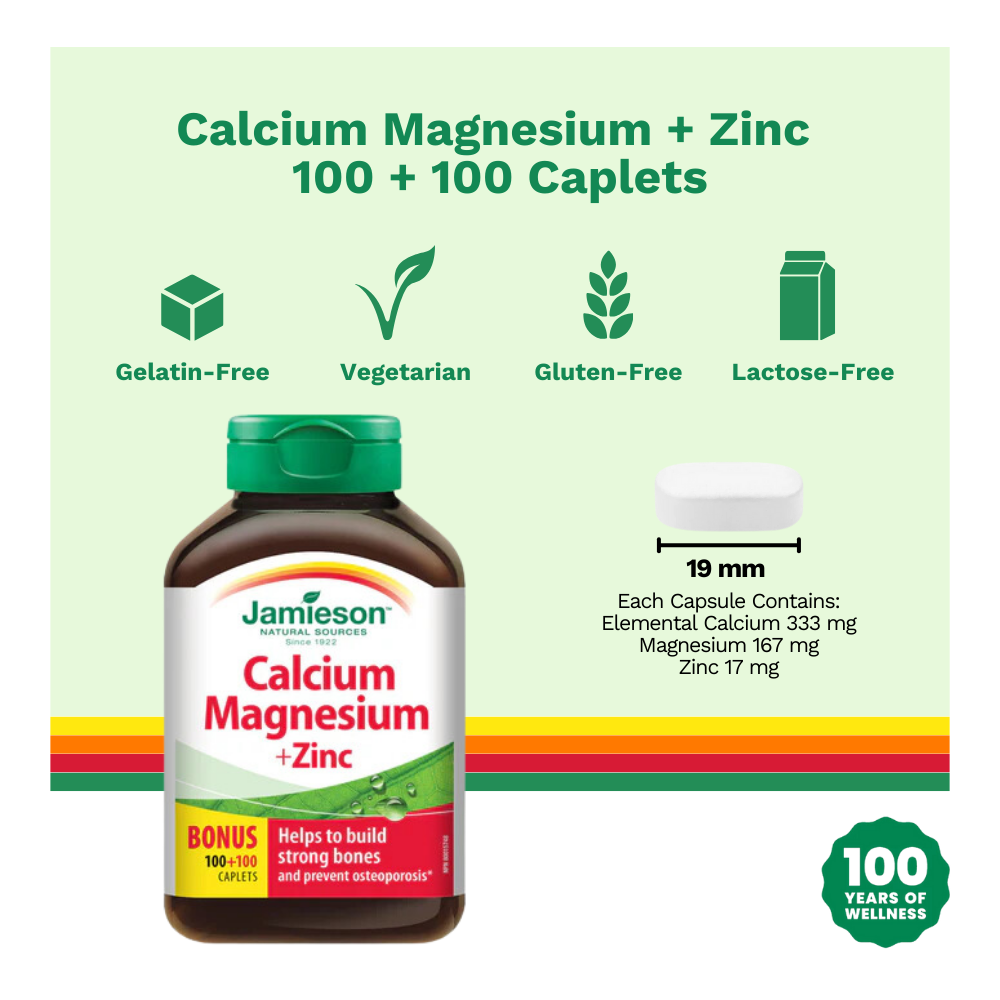 Calcium Magnesium + Zinc 100+100 Caplets