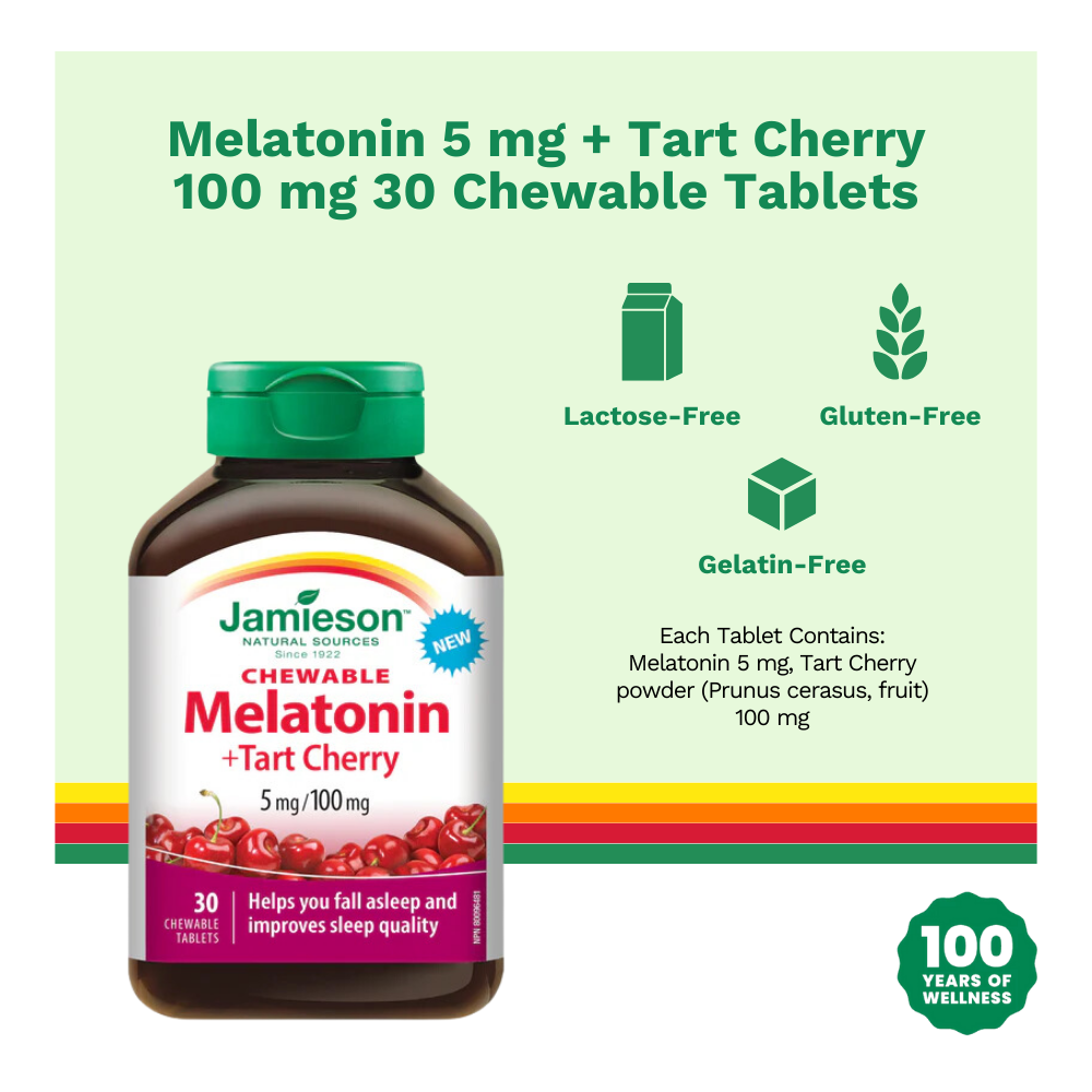 Melatonin 5 mg + Tart Cherry 100 mg 30 Chewable Tablets