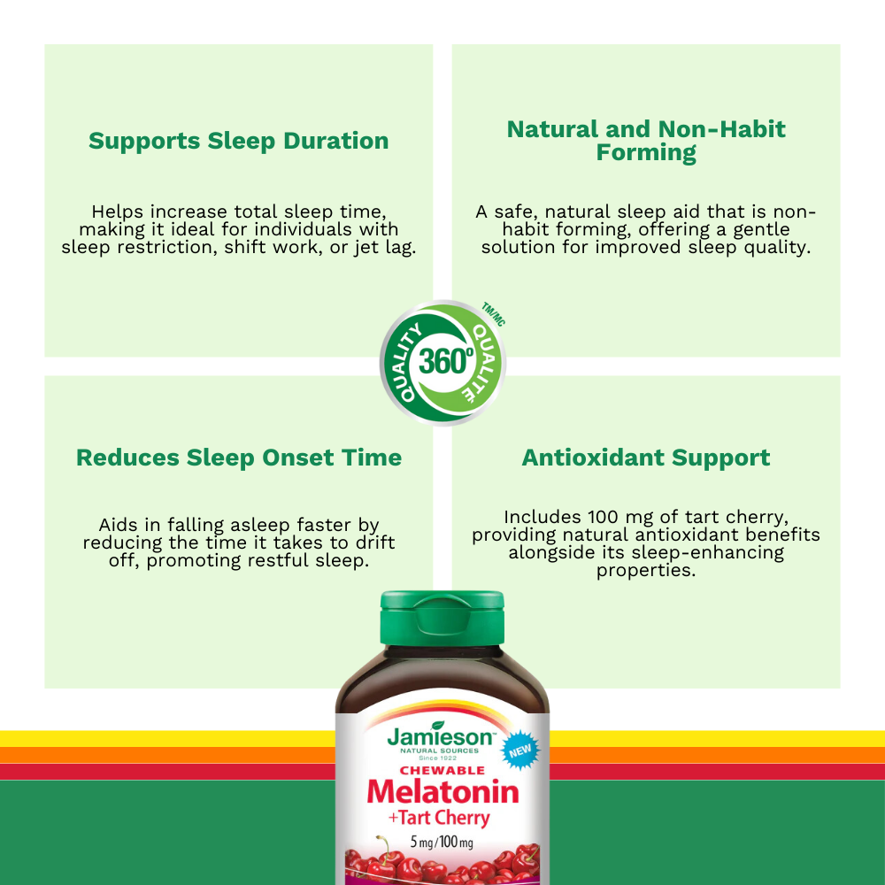 Melatonin 5 mg + Tart Cherry 100 mg 30 Chewable Tablets