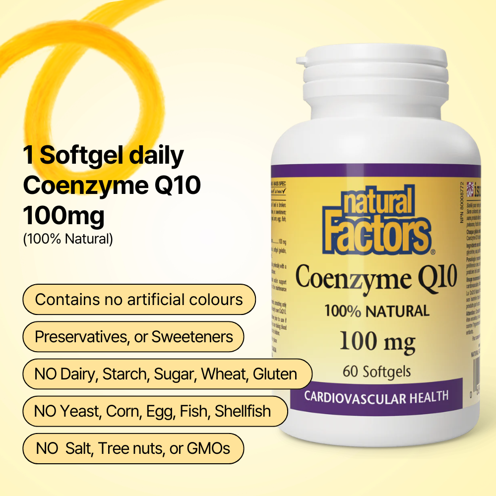 Coenzyme Q10 100% Natural 100 mg, 60 Softgels