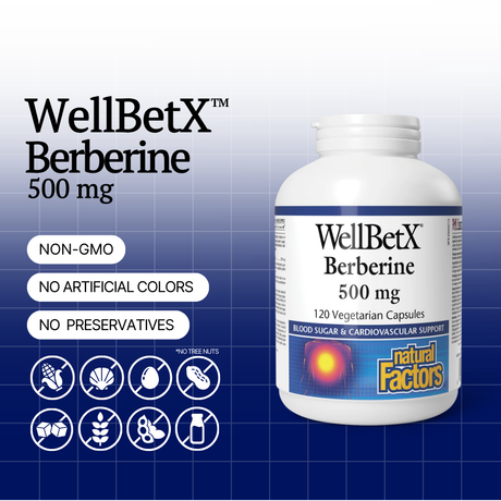 WellBetX Berberine 500 mg, 120 Veggie Caps