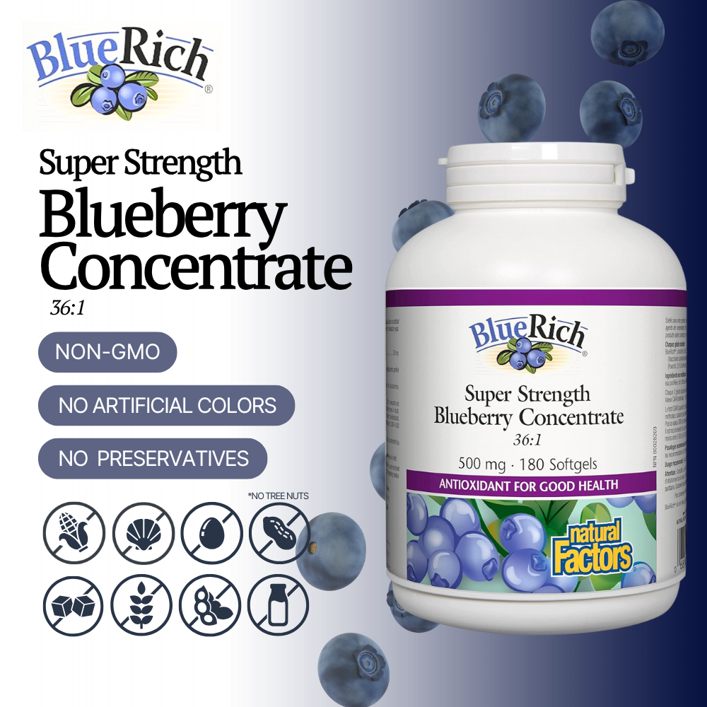 BlueRich Super Strength Blueberry Concentrate 500 mg 180 Softgels