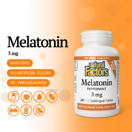 Melatonin Peppermint 3 mg 210 Sublingual Tablets