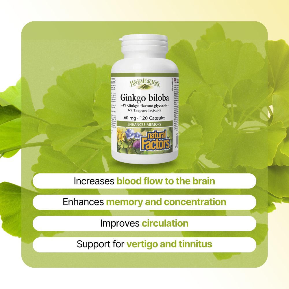 HerbalFactors Ginkgo biloba 60 mg, 120 Capsules