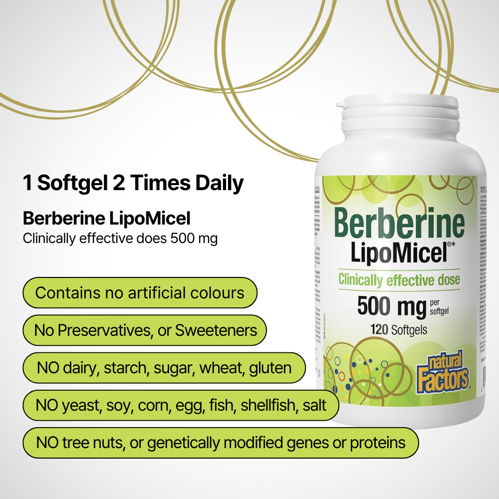 Berberine LipoMicel 500 mg 120 Softgels