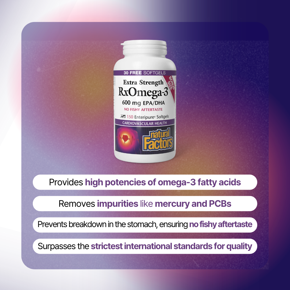 RxOmega-3 Extra Strength 600mg, 150 Enteripure Softgels