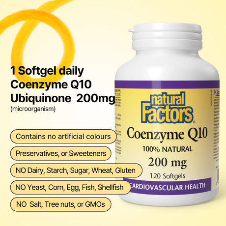 Coenzyme Q10 100% Natural 200 mg, 120 Softgels