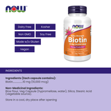 Biotin 10000 mcg 120 Veggie Caps