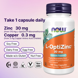 L-OptiZinc® Monomethionine 30 mg, 100 Veggie Caps