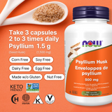 Psyllium Husk 500 mg, 200 Veggie Caps